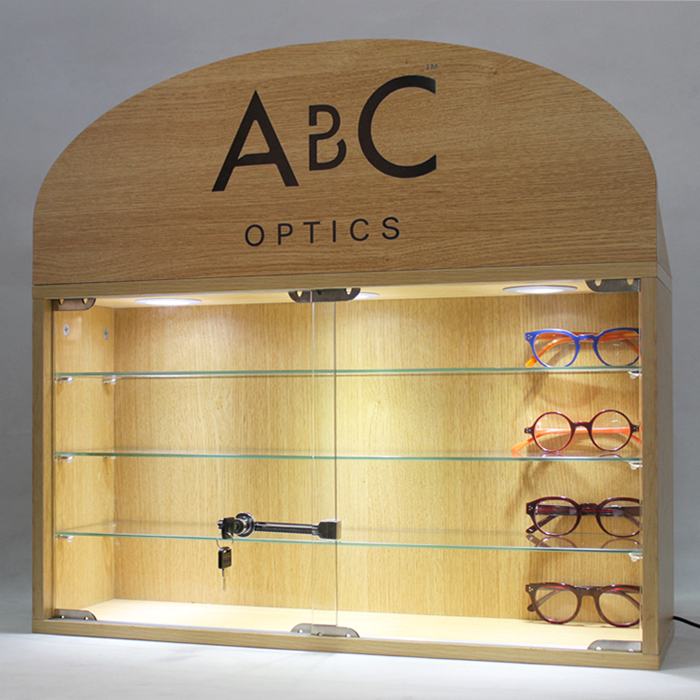 木质带灯光眼镜展示柜 眼镜店专用眼镜架